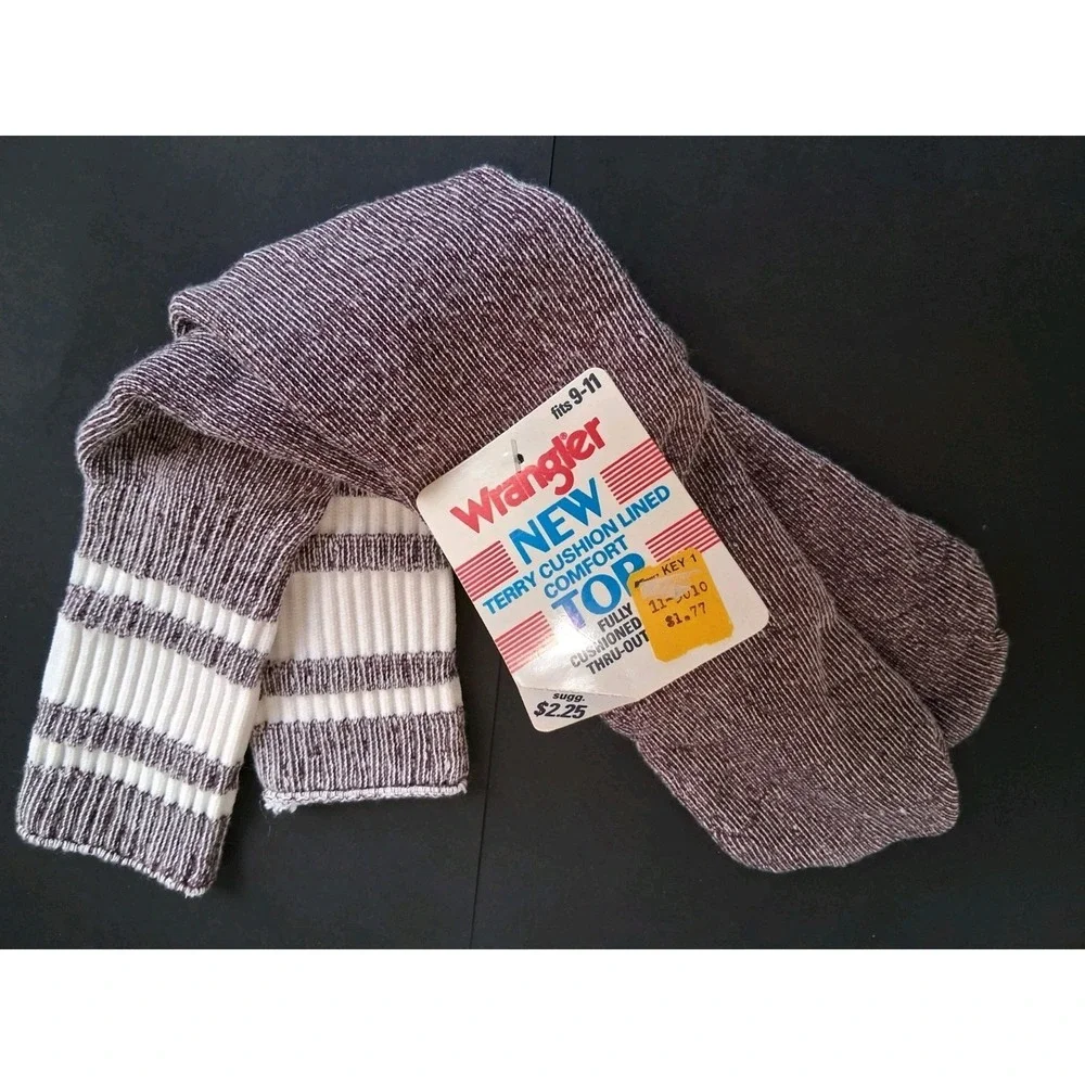 Vintage Wrangler Terry Tube Socks Women's‎ Dark Plum White 1980's NOS USA